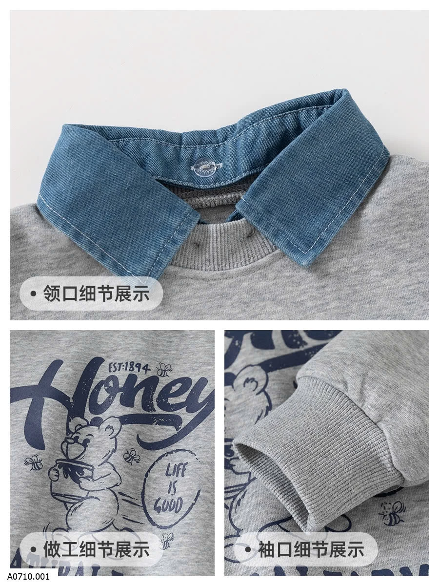 ÁO NỈ PHỐI CỔ SƠ MI   Giá sỉ 108k