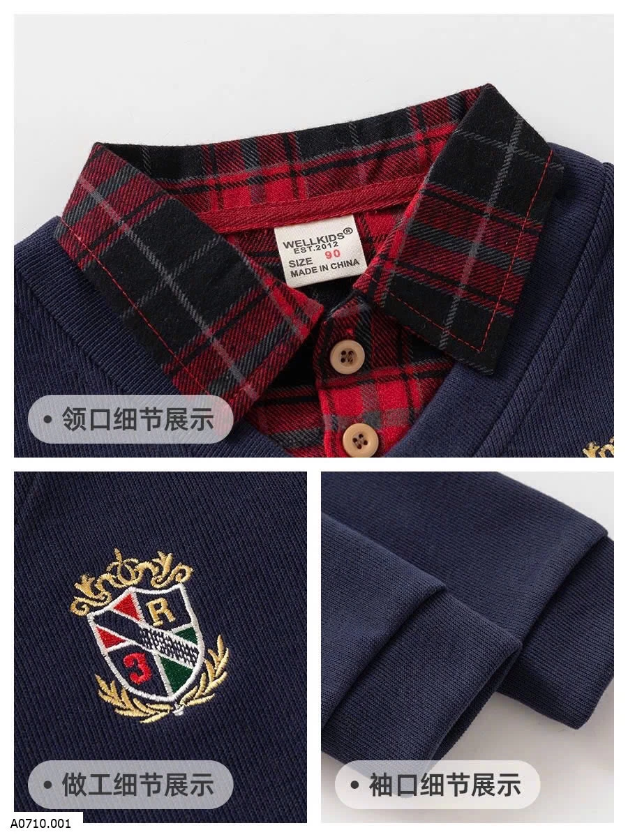 ÁO NỈ PHỐI CỔ SƠ MI   Giá sỉ 108k