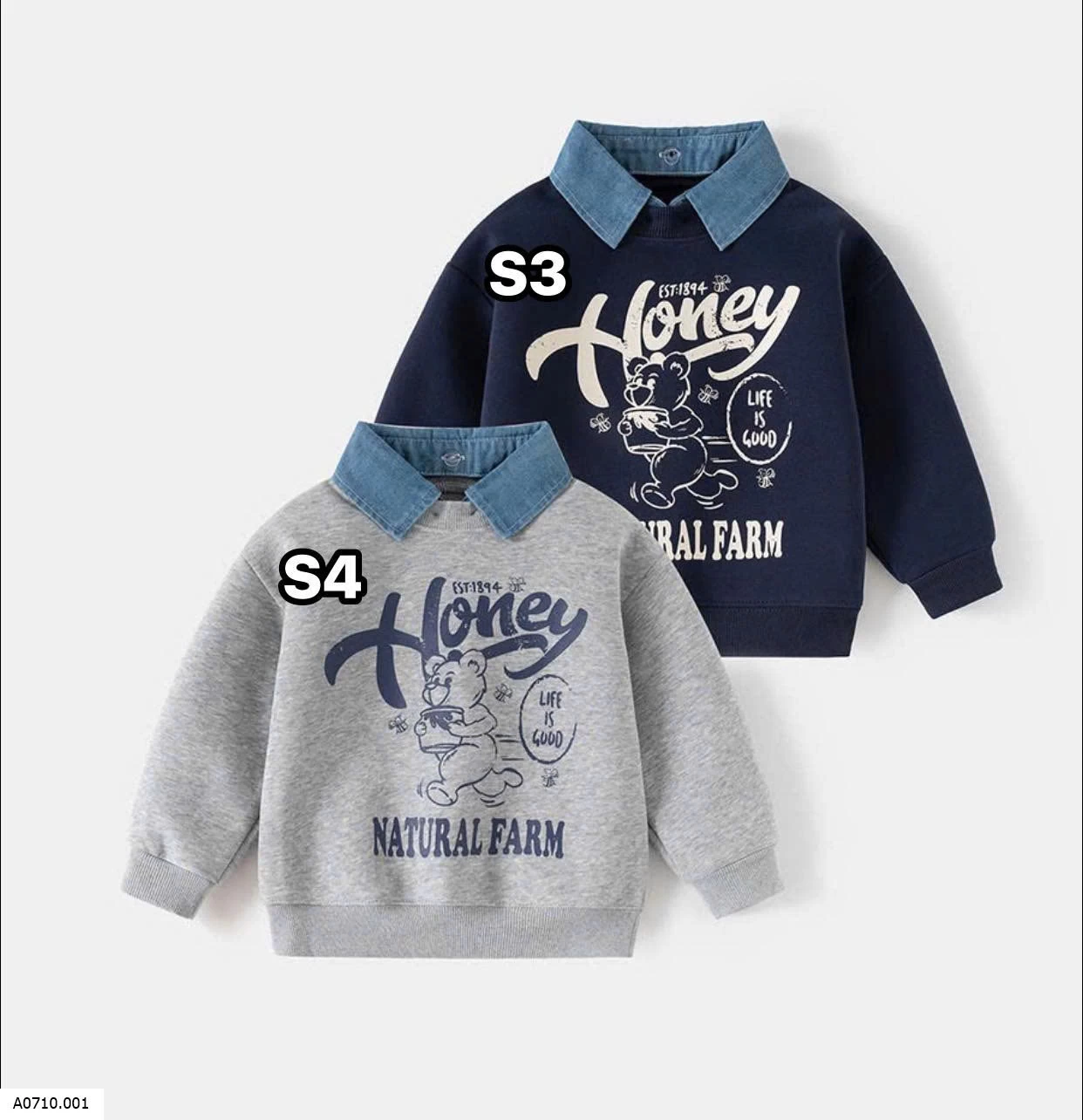 ÁO NỈ PHỐI CỔ SƠ MI   Giá sỉ 108k