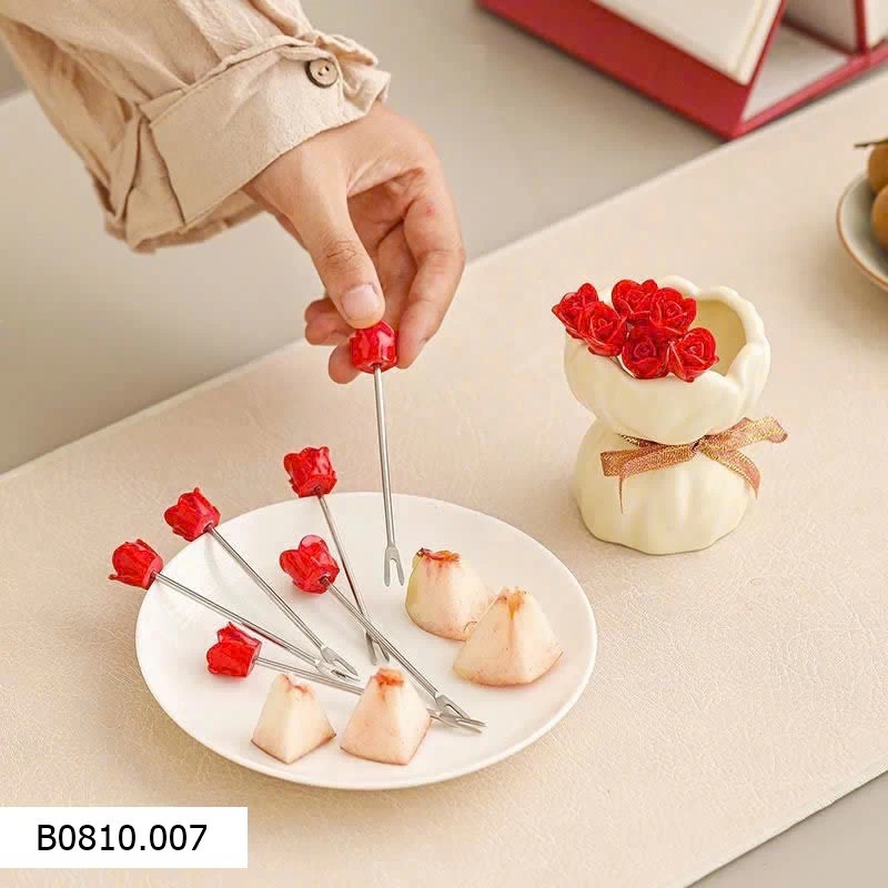 SET NĨA ĂN HOA QUẢ HÌNH BÓ HOA   Giá sỉ 105k/set