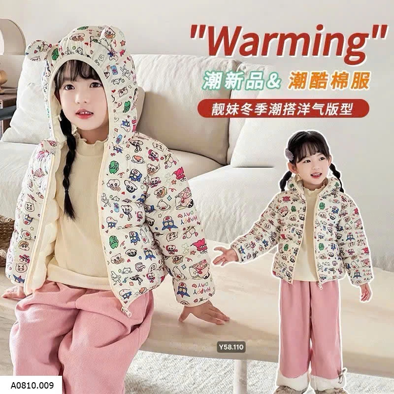 Áo khoác hoạ tiết phao mũ gấu  Giá sỉ 106k