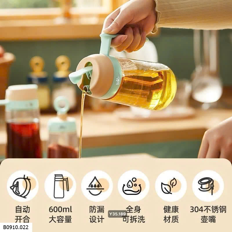 BÌNH ĐỰNG DẦU ĂN, NƯỚC MẮM TỰ ĐỘNG ĐÓNG MỞ HÃNG BEAR CX  Giá sỉ 95k/c sỉ từ 2 c