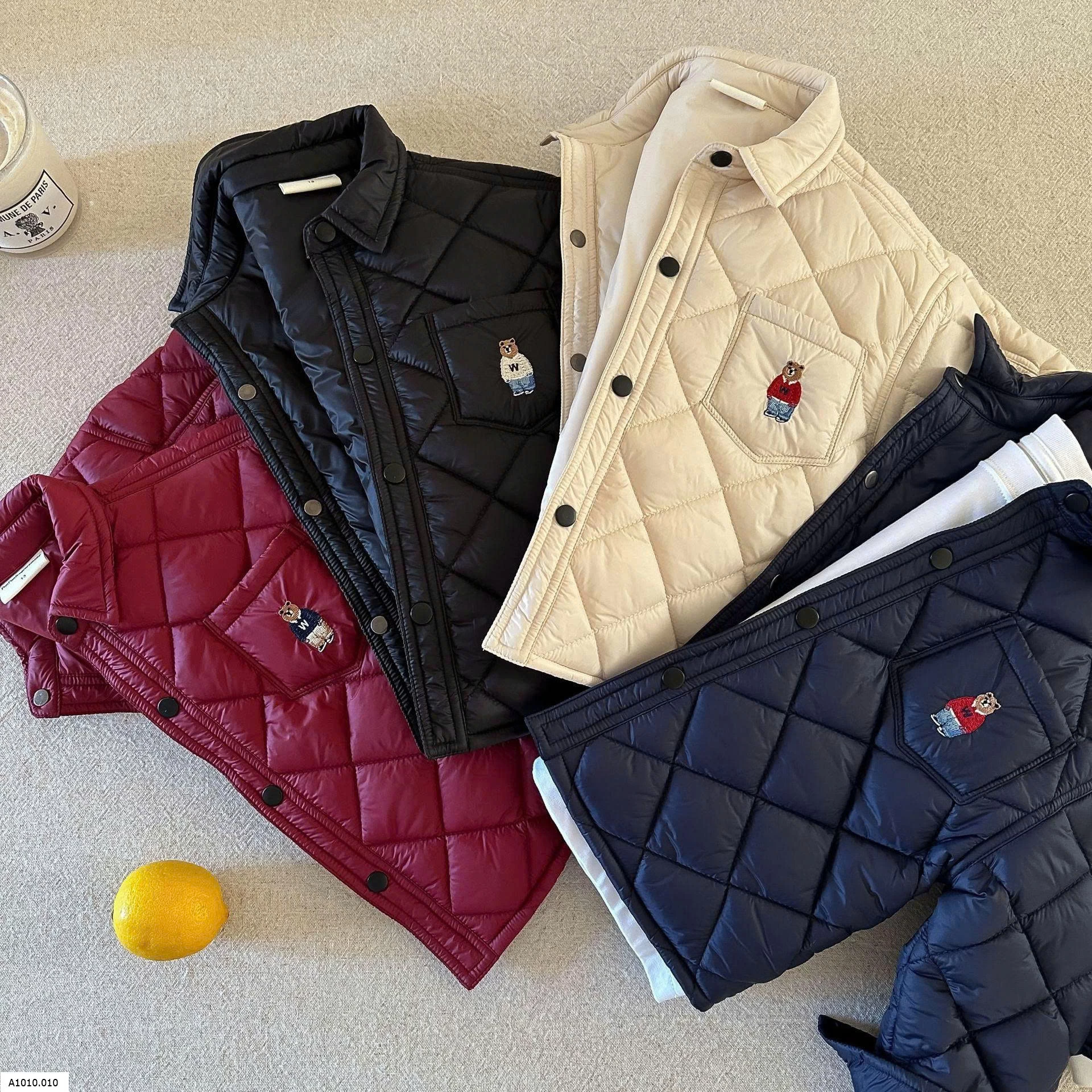 ÁO PHAO TRẦN TRÁM THÊU GẤU FUNFUN    Giá sỉ 214k