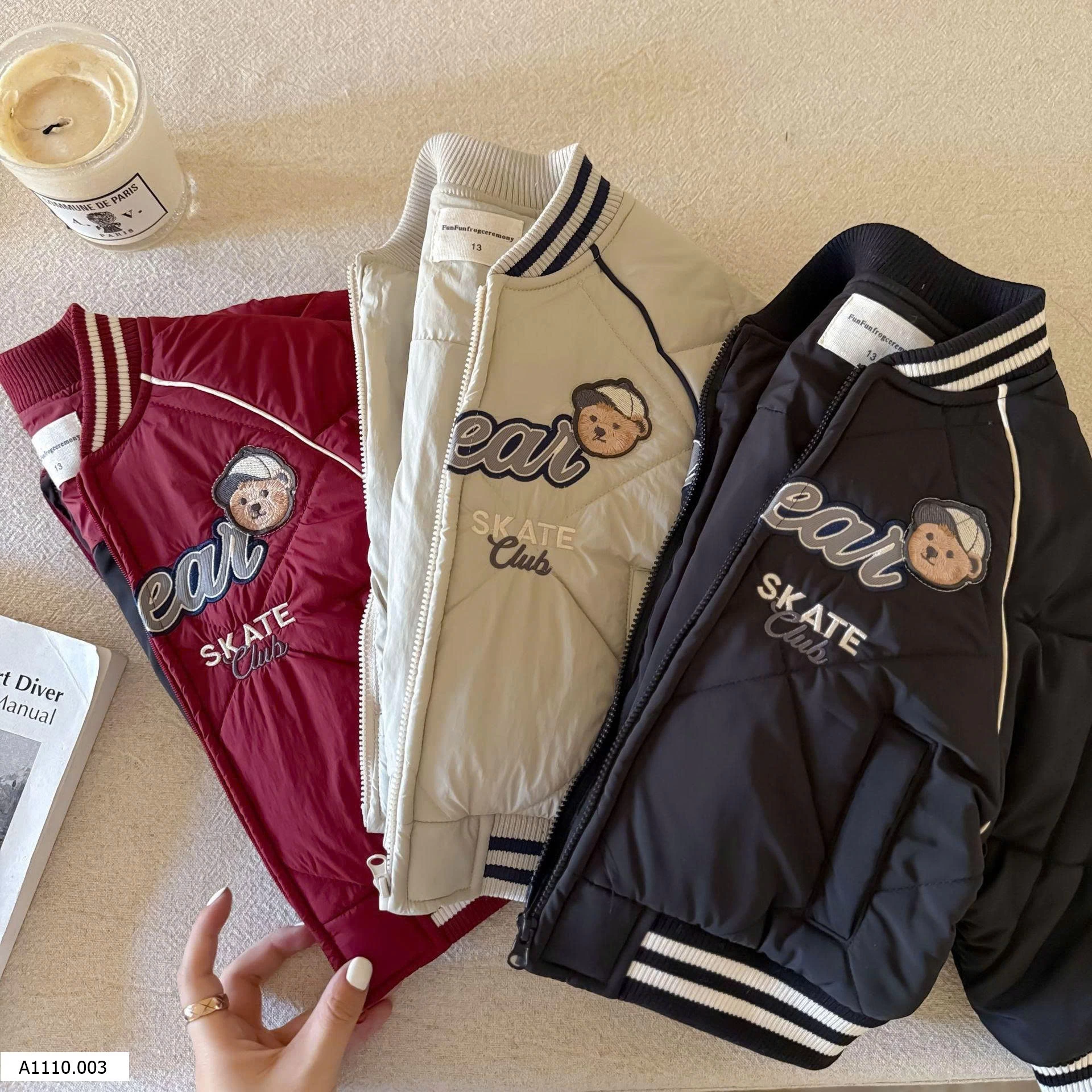 ÁO KHOÁC BOMBER GẤU PHỐI VIỀN   Giá sỉ 249k