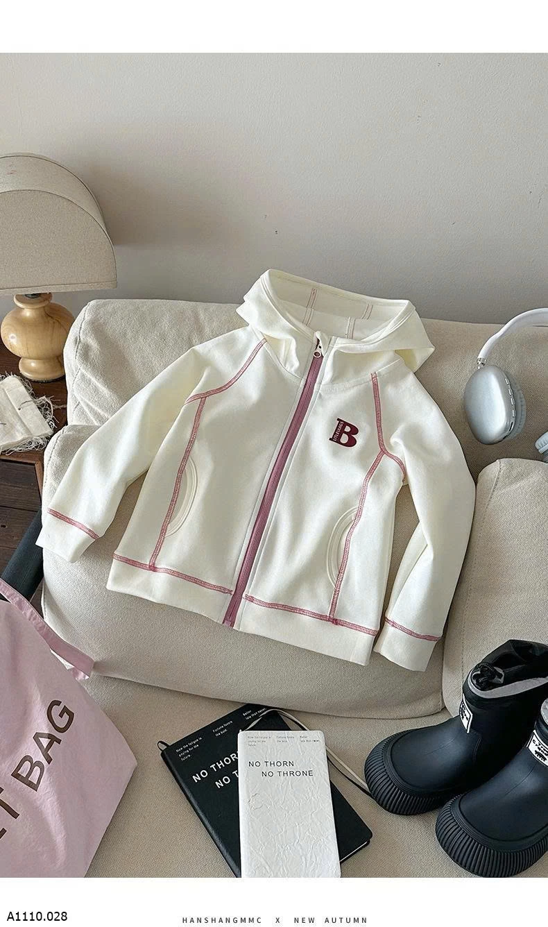 ÁO KHOÁC CHỮ B CÓ MŨ CHO BÉ   Giá sỉ 180k
