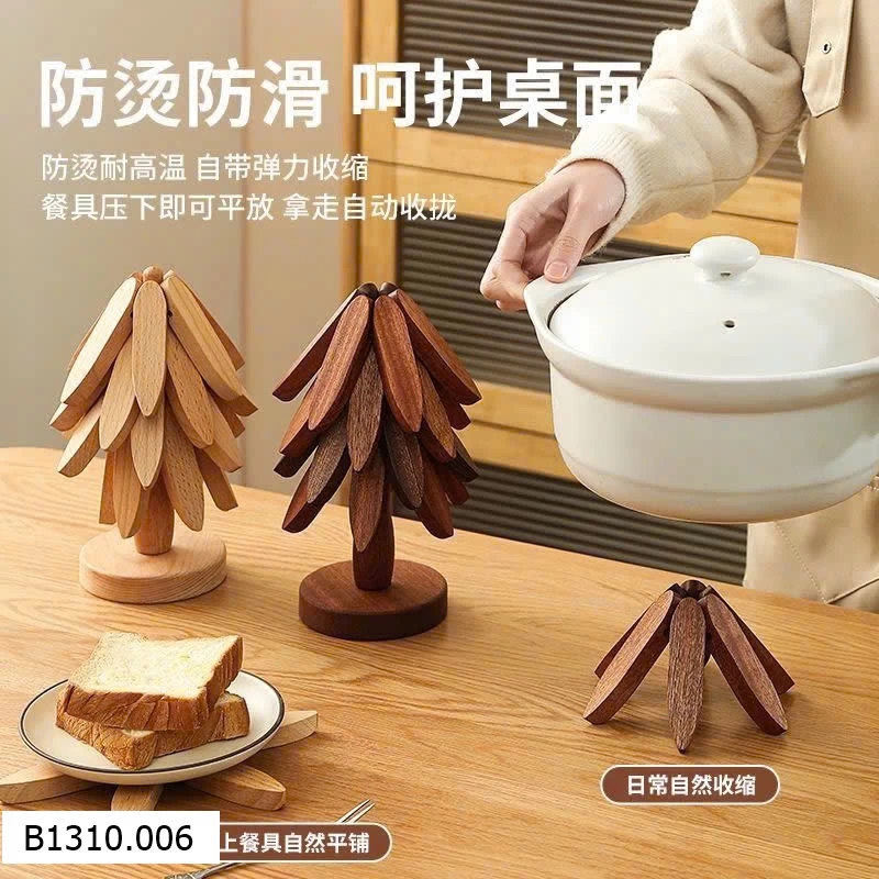 BỘ 5 MIẾNG LÓT BÁT ĐĨA NỒI CỐC CHÉN  BẰNG GỖ   Giá sỉ 55k