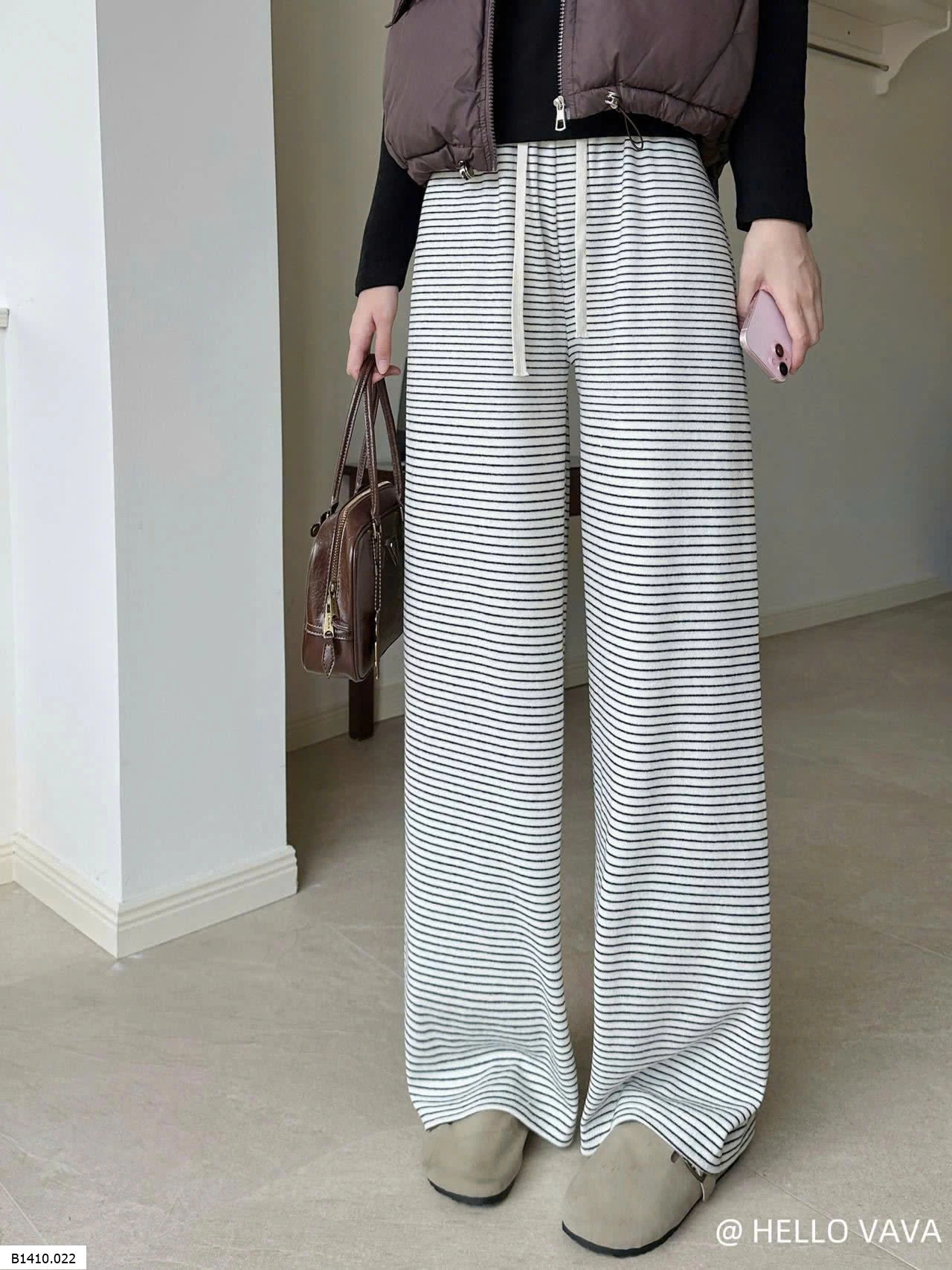 QUẦN XUÔNG ỐNG RỘNG SỌC NGANG   Giá sỉ 118k