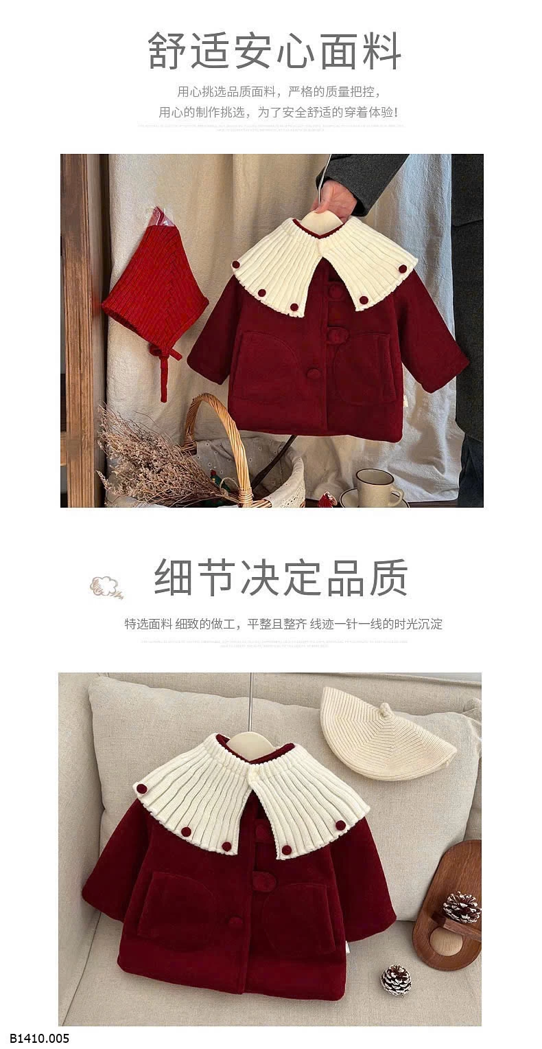 ÁO KHOÁC CỔ BÚP BÊ THÁO RỜI BG  Giá sỉ 222k