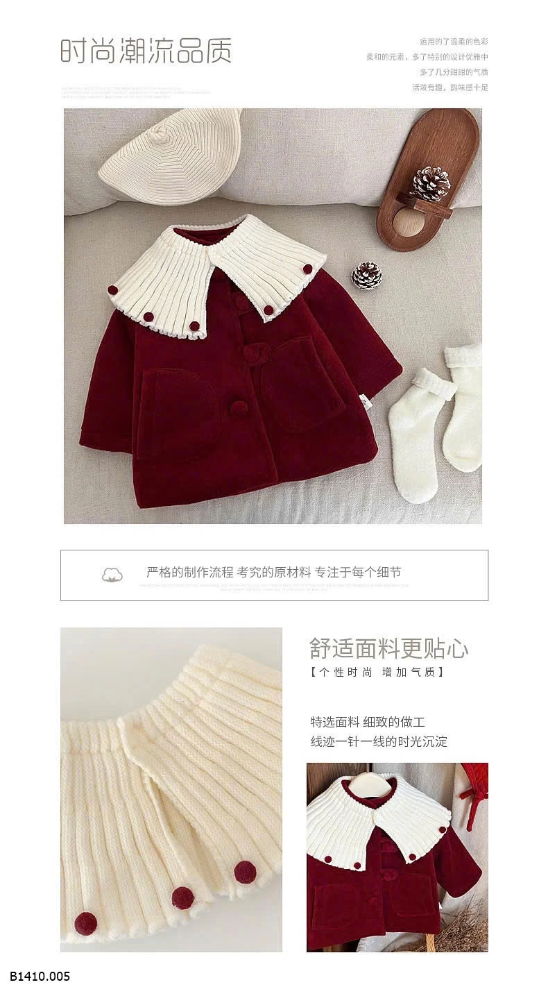ÁO KHOÁC CỔ BÚP BÊ THÁO RỜI BG  Giá sỉ 222k