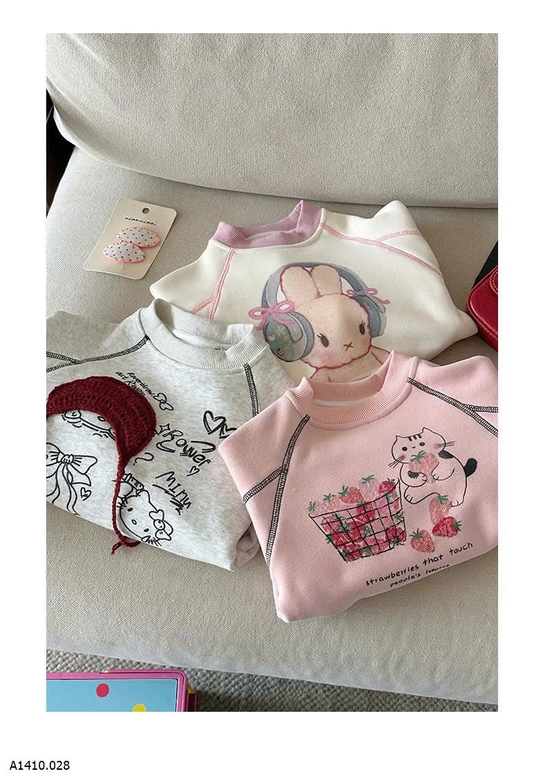 ÁO NỈ HOẠT HÌNH BG   Giá sỉ sz 90-150: 145k  sz 160: 153k 