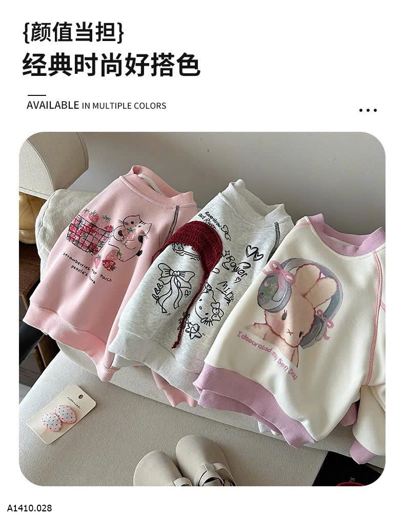 ÁO NỈ HOẠT HÌNH BG   Giá sỉ sz 90-150: 145k  sz 160: 153k 