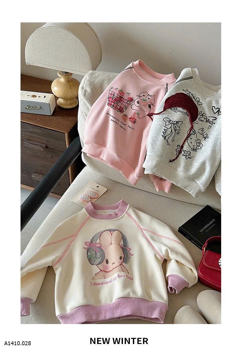 ÁO NỈ HOẠT HÌNH BG   Giá sỉ sz 90-150: 145k  sz 160: 153k 