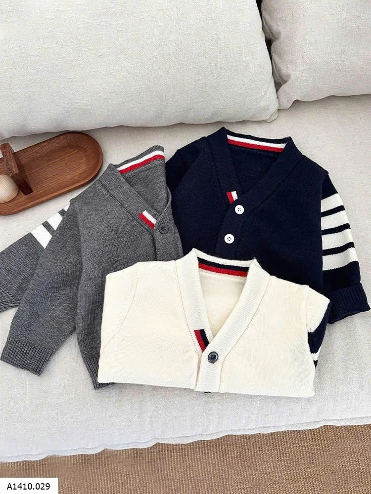CARDIGAN LEN KẺ TAY SZ NHÍ   Giá sỉ 137k