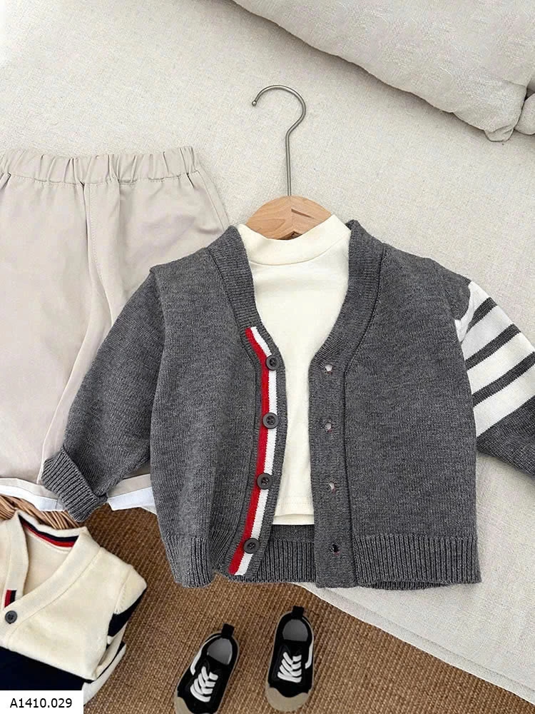 CARDIGAN LEN KẺ TAY SZ NHÍ   Giá sỉ 137k