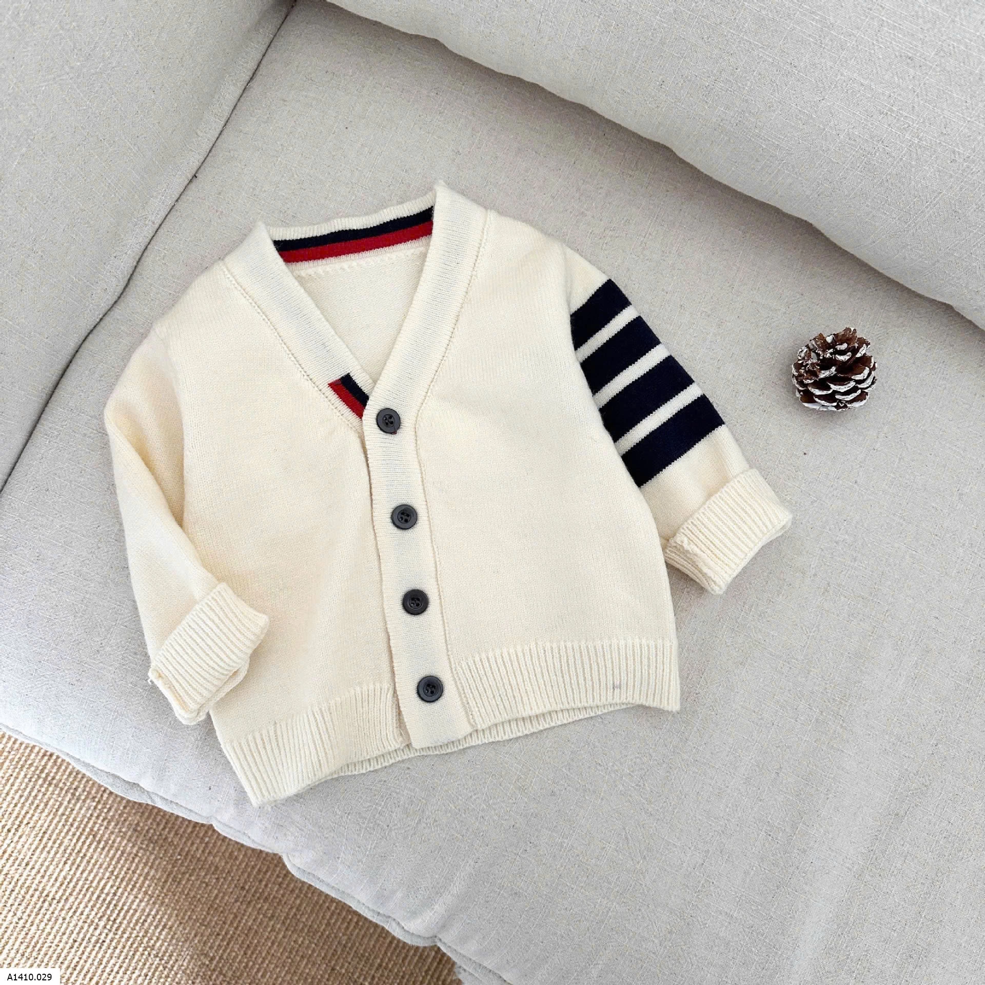 CARDIGAN LEN KẺ TAY SZ NHÍ   Giá sỉ 137k