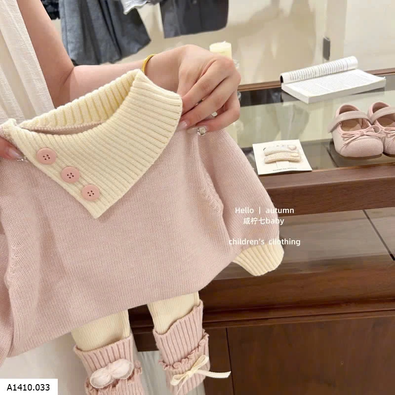 SÉT LEN HỒNG CỔ LỆCH MIX LEGGING   Giá sỉ áo 182k  quần 123k 