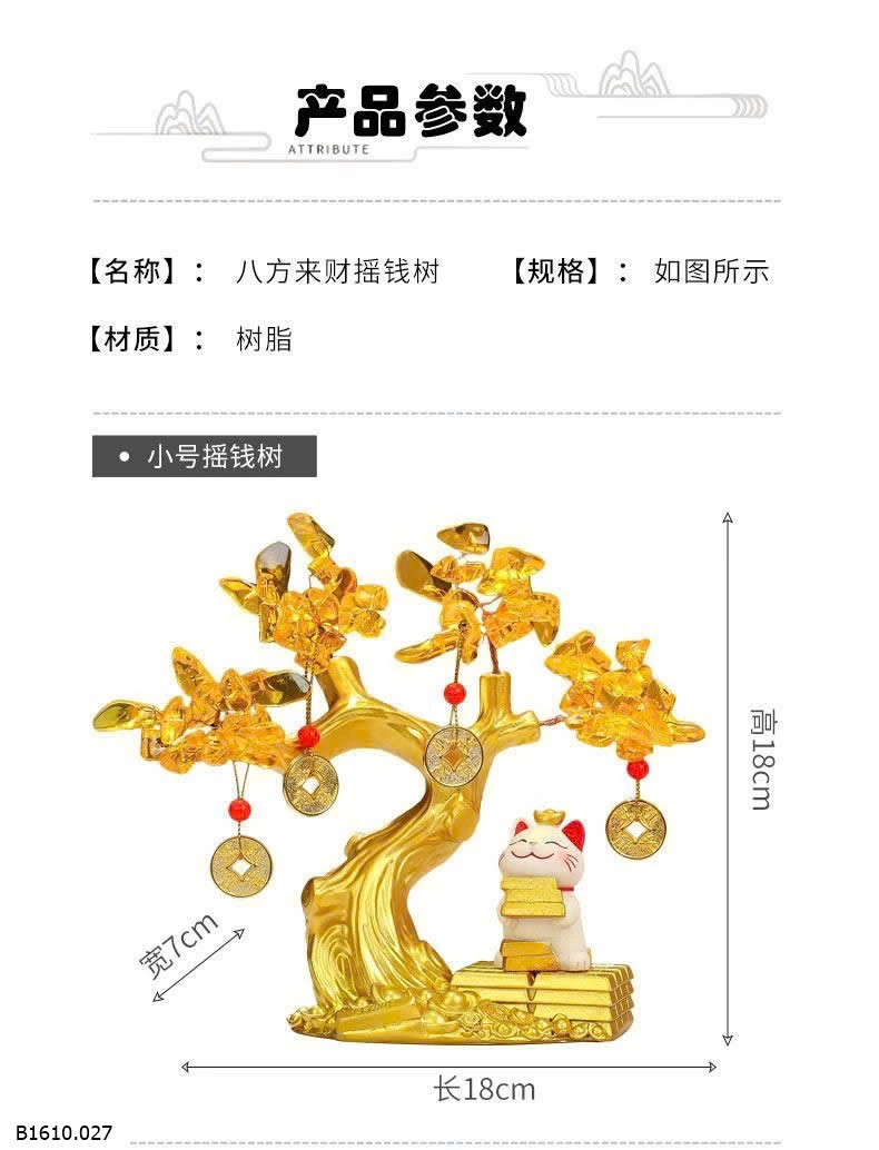 Mèo thần tài + cây vàng  Giá sỉ 385k/1 bộ