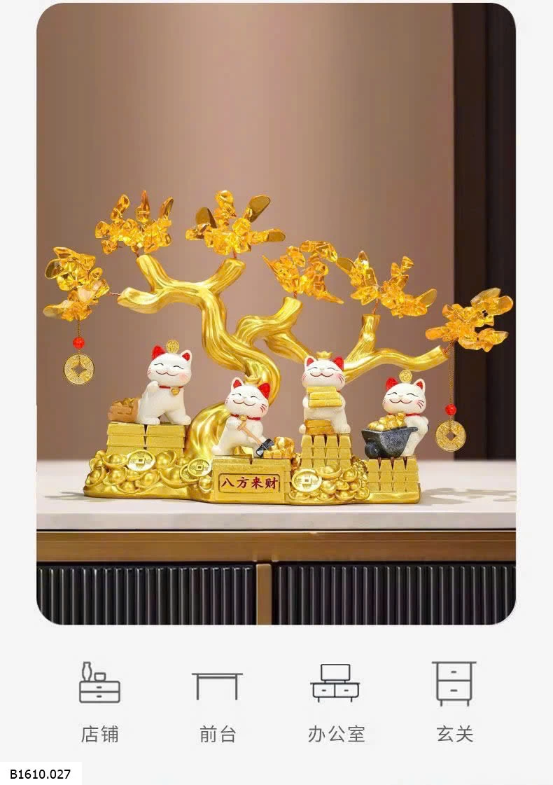 Mèo thần tài + cây vàng  Giá sỉ 385k/1 bộ