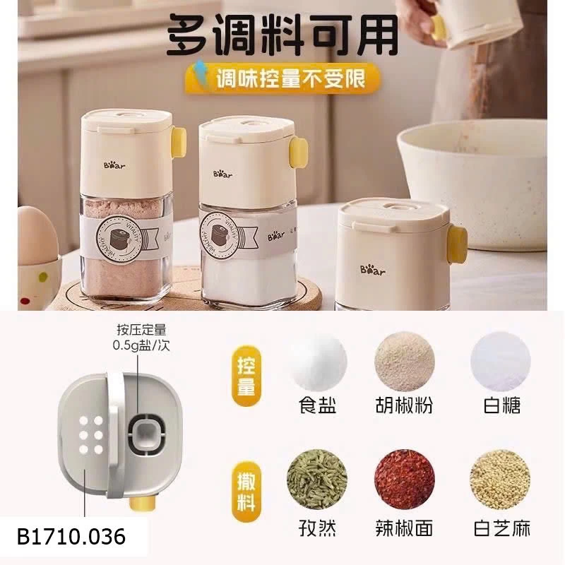 LỌ RẮC GIA VỊ ĐỊNH LƯỢNG BEAR   Giá sỉ 210k/3 lọ