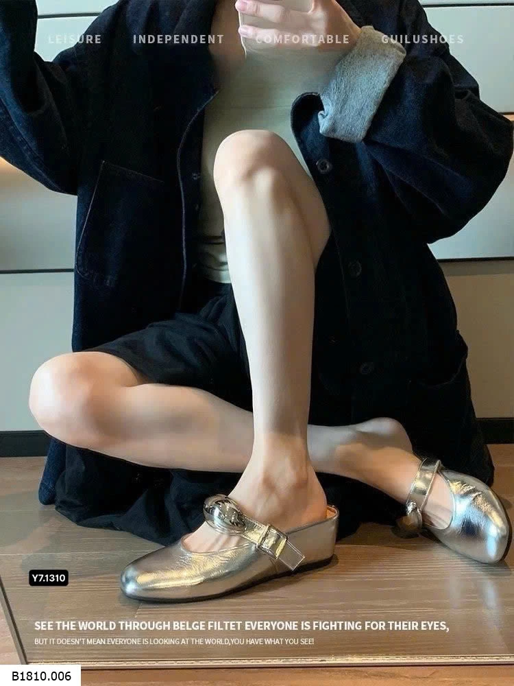 Giày mule da bóng ánh kim  Giá sỉ 190k