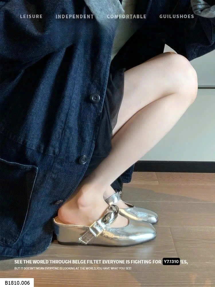 Giày mule da bóng ánh kim  Giá sỉ 190k