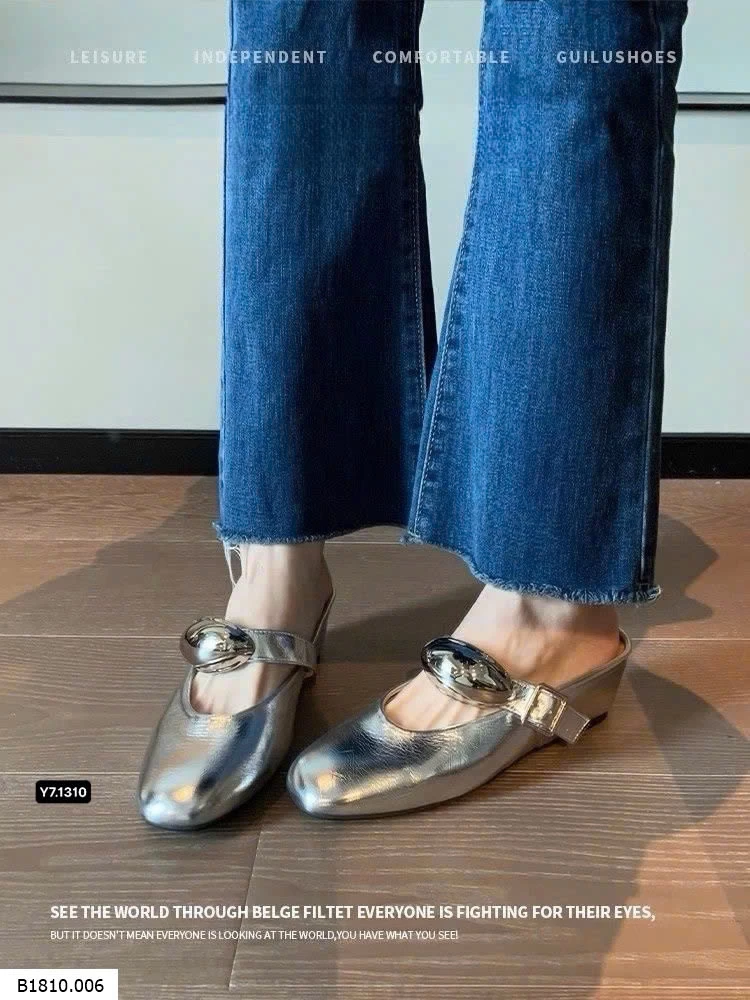 Giày mule da bóng ánh kim  Giá sỉ 190k