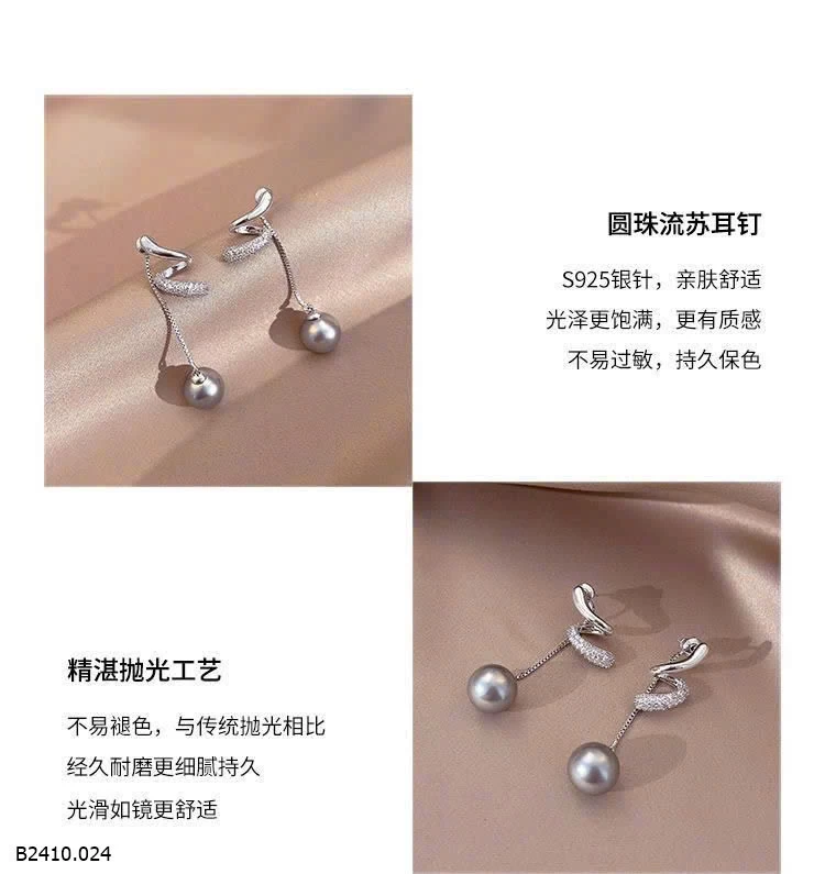 Hoa tai bạc S925 hãng Lnieer   Giá sỉ 110k