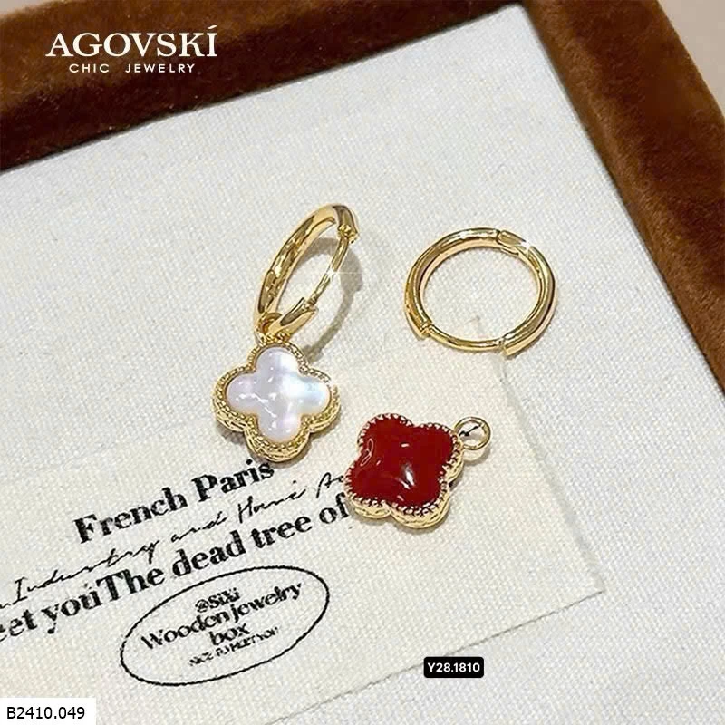 Hoa tai cỏ 4 lá 2 mặt  Giá sỉ 180k/đ