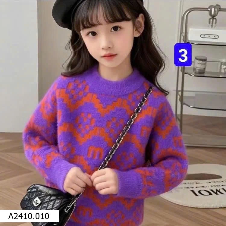 ÁO LEN HỌA TIẾT CỔ TRÒN CHO BÉ  Giá sỉ 125k