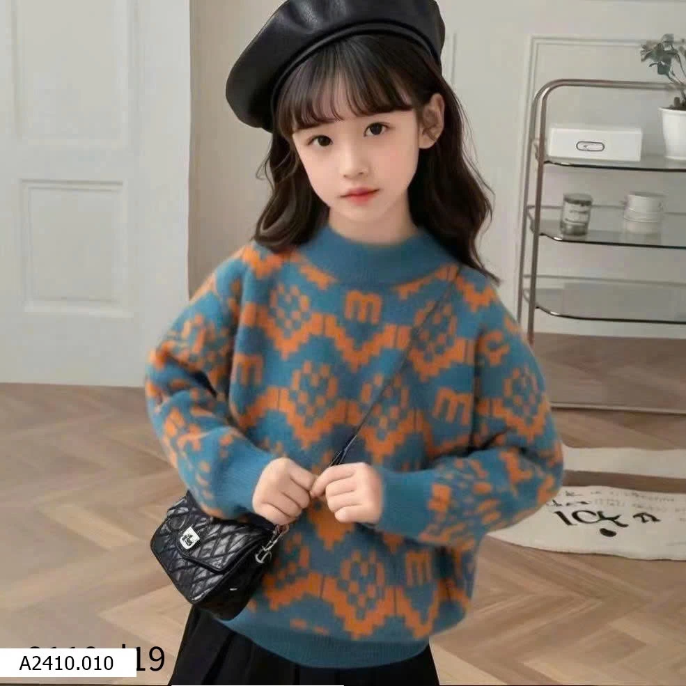 ÁO LEN HỌA TIẾT CỔ TRÒN CHO BÉ  Giá sỉ 125k