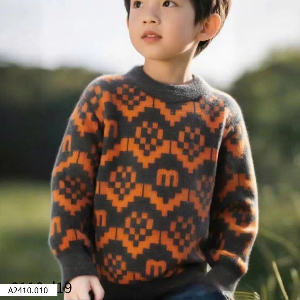 ÁO LEN HỌA TIẾT CỔ TRÒN CHO BÉ  Giá sỉ 125k