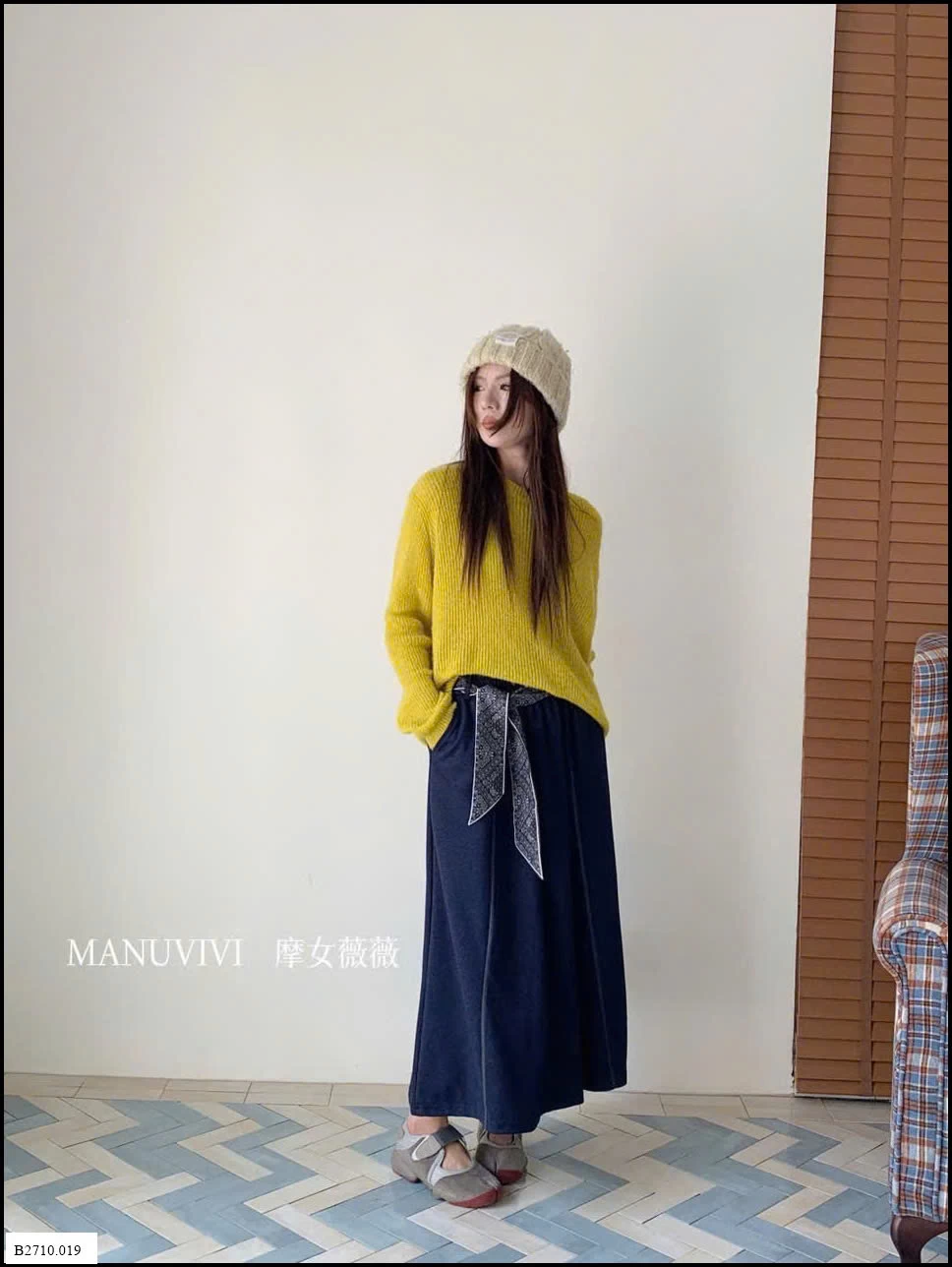 CHÂN VÁY MIDI DÁNG DÀI MANUVIVI Giá sỉ 150k