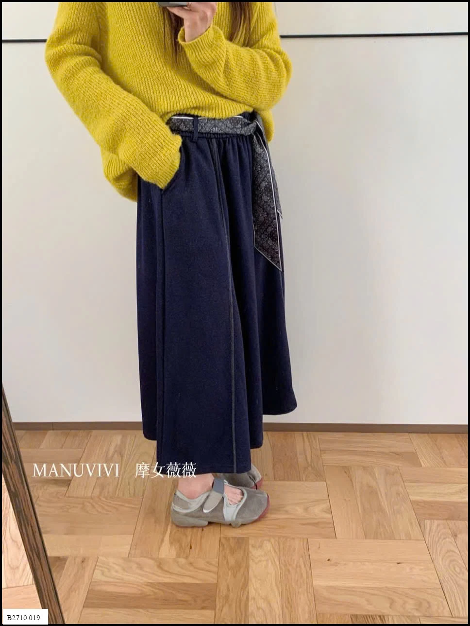 CHÂN VÁY MIDI DÁNG DÀI MANUVIVI Giá sỉ 150k