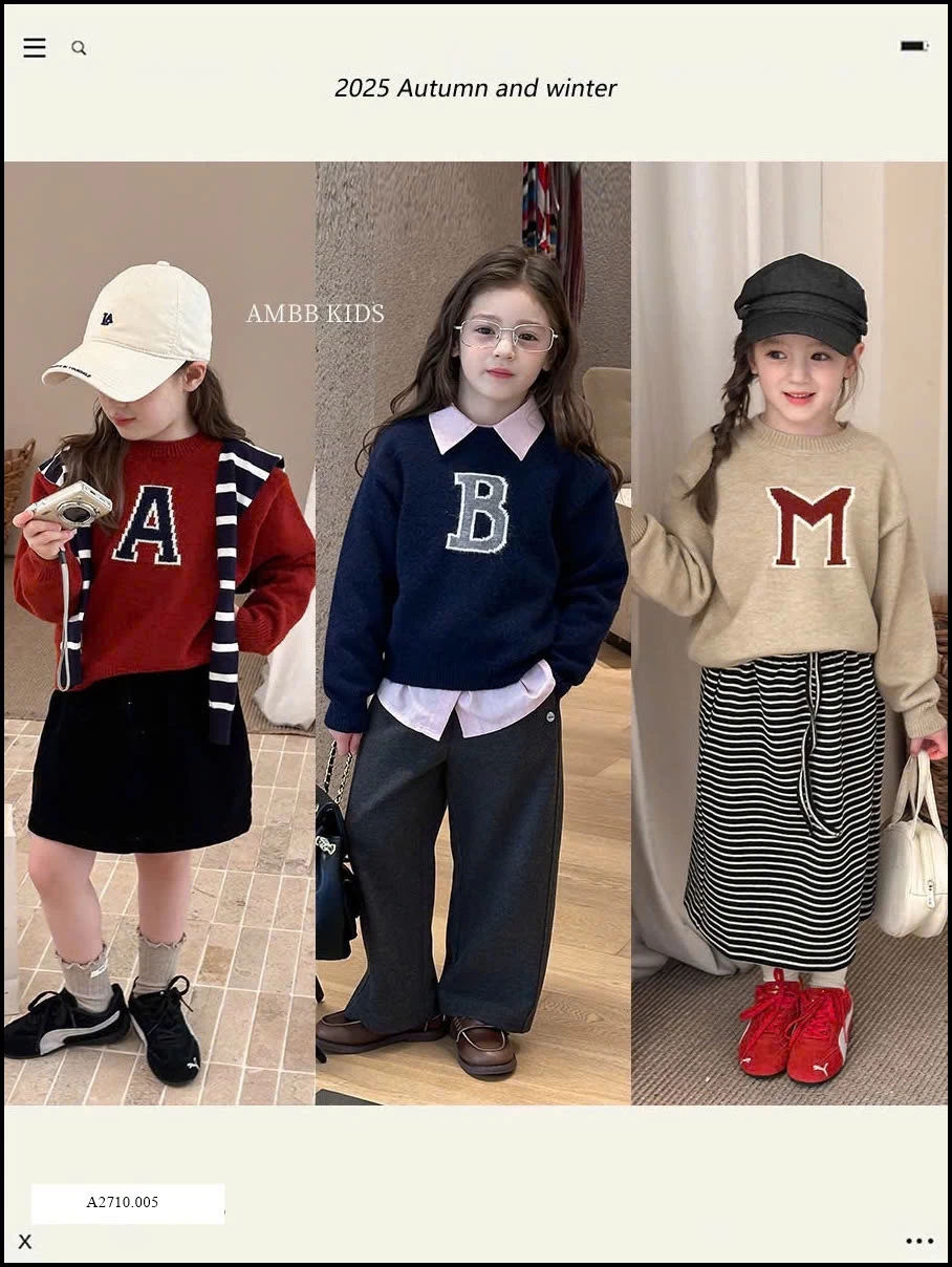 ÁOO LEN CHỮ AMBBKIDS Giá sỉ 90-150: 145k      160: 155k