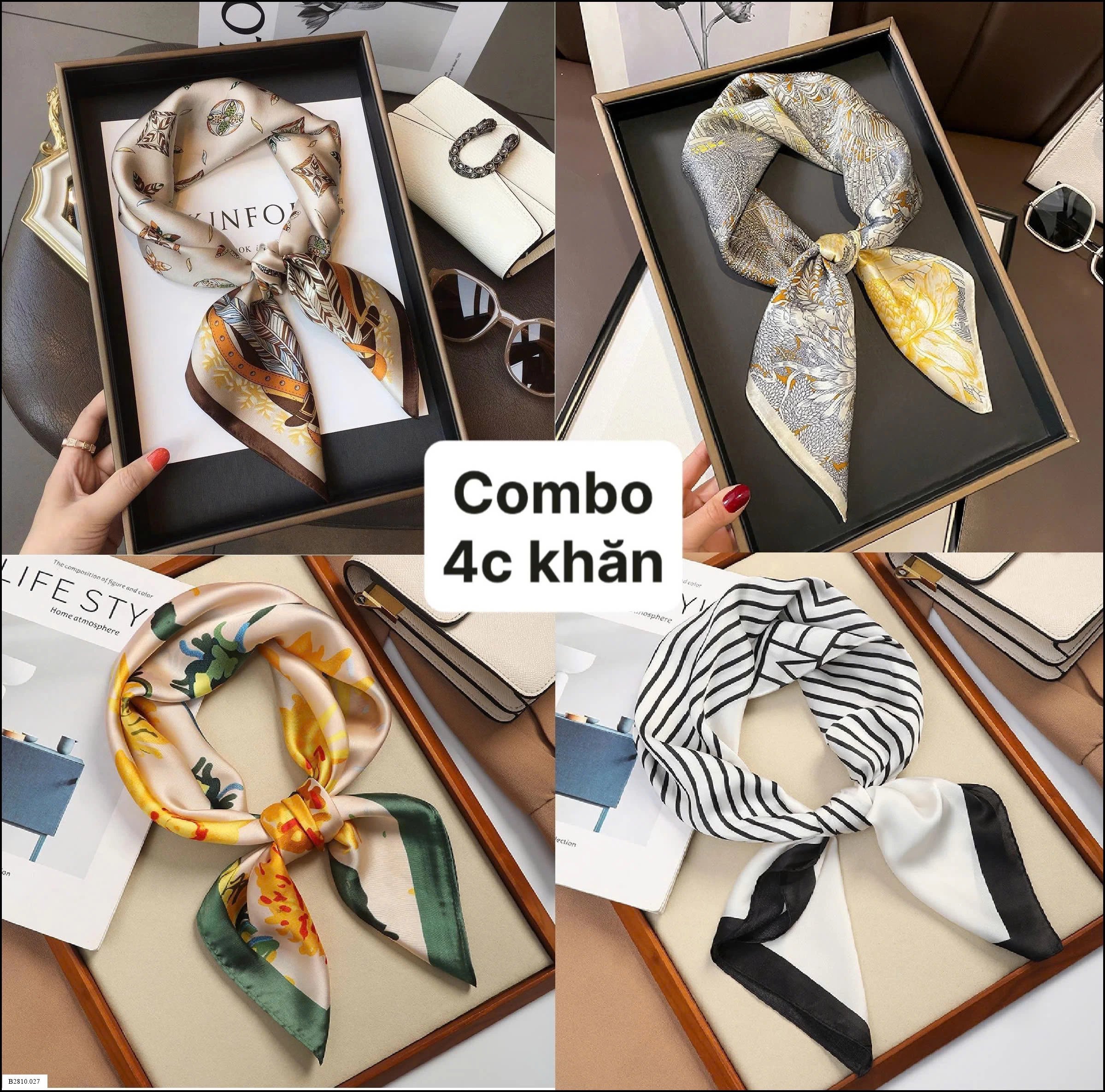 SET 4 KHĂN LỤA SANG CHẢNH  Giá sỉ 75k/ combo 4c