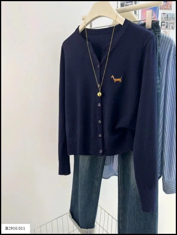 ÁO LEN CARDIGAN THÊU HÌNH CÚN   Giá sỉ 135ka