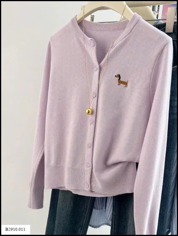 ÁO LEN CARDIGAN THÊU HÌNH CÚN   Giá sỉ 135ka