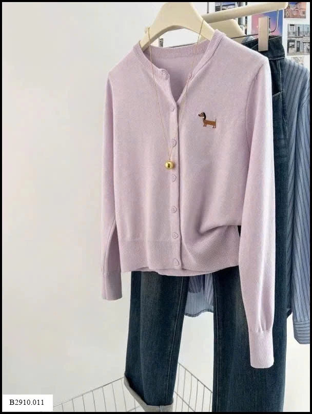 ÁO LEN CARDIGAN THÊU HÌNH CÚN   Giá sỉ 135ka