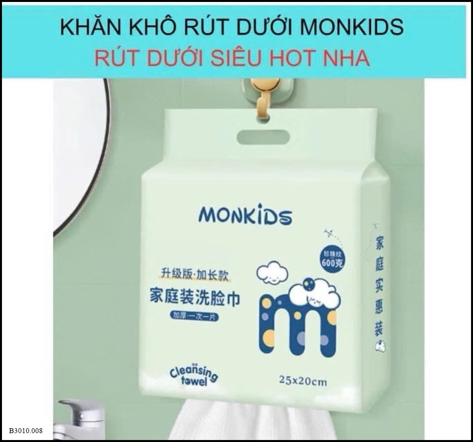 KHĂN GIẤY RỬA MẶT 1 LẦN ĐA NĂNG MONKIDS   Giá sỉ 100k