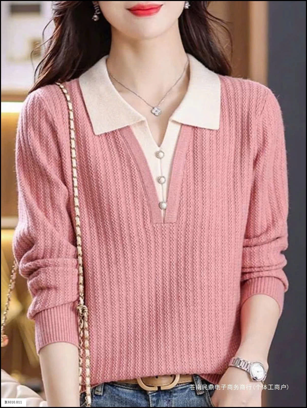 ÁO LEN DỆT KIM GIẢ 2 LỚP CỔ POLO CHO NỮ   Giá sỉ 170k