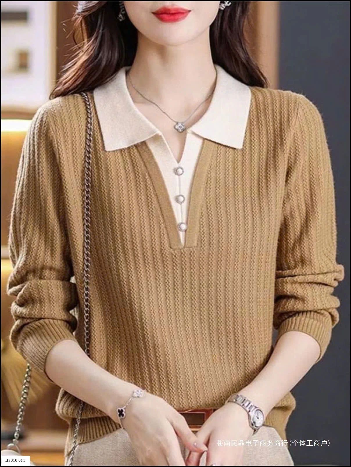 ÁO LEN DỆT KIM GIẢ 2 LỚP CỔ POLO CHO NỮ   Giá sỉ 170k