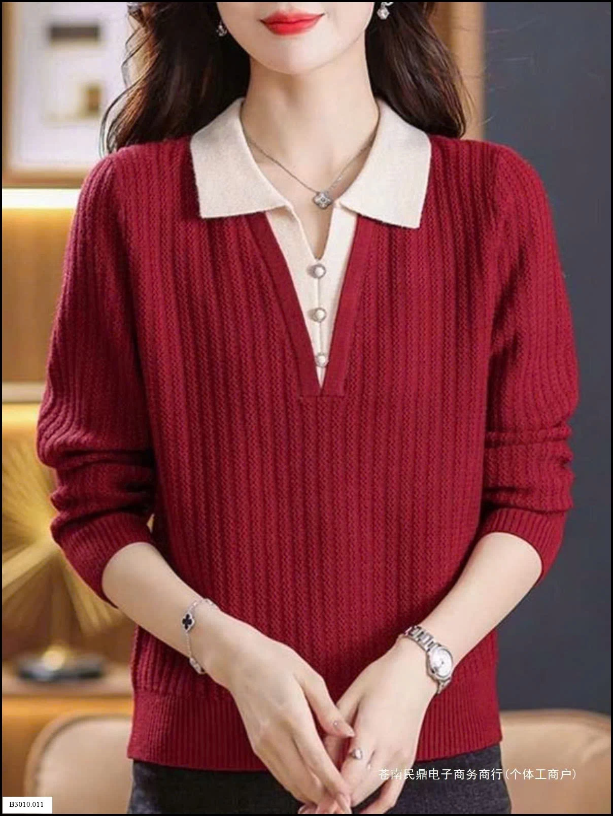 ÁO LEN DỆT KIM GIẢ 2 LỚP CỔ POLO CHO NỮ   Giá sỉ 170k