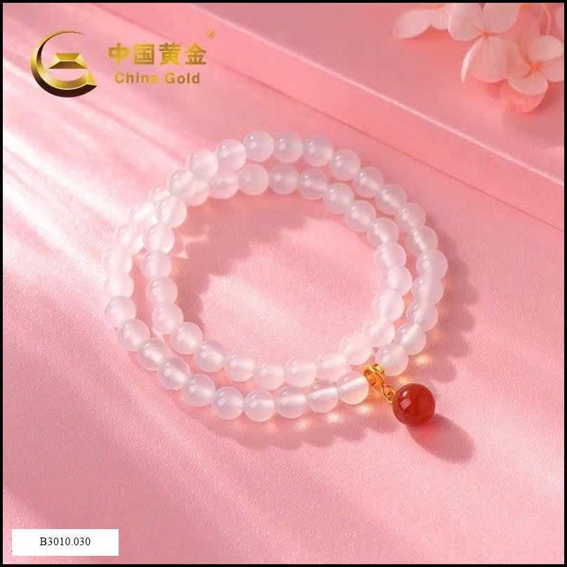 Vòng tay mã não trắng hãng Chinagold   Giá sỉ 150k