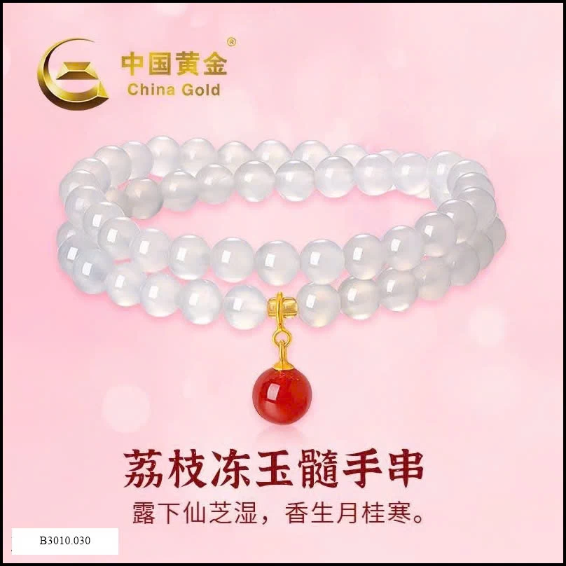 Vòng tay mã não trắng hãng Chinagold   Giá sỉ 150k