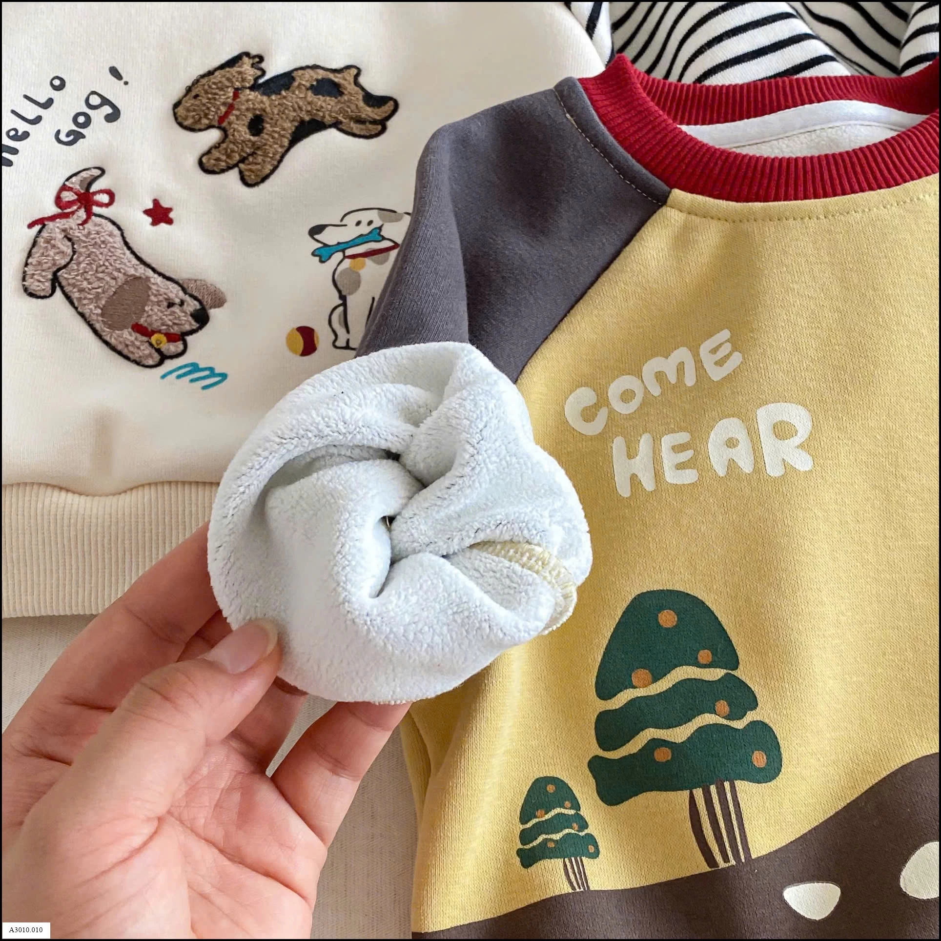 ÁO NỈ LÓT LÔNG HOẠT HÌNH CHO BÉ   Giá sỉ số 1,4: 125k  số 2,3: 136k