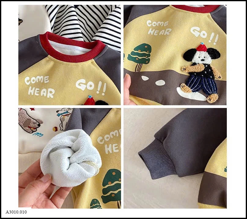 ÁO NỈ LÓT LÔNG HOẠT HÌNH CHO BÉ   Giá sỉ số 1,4: 125k  số 2,3: 136k