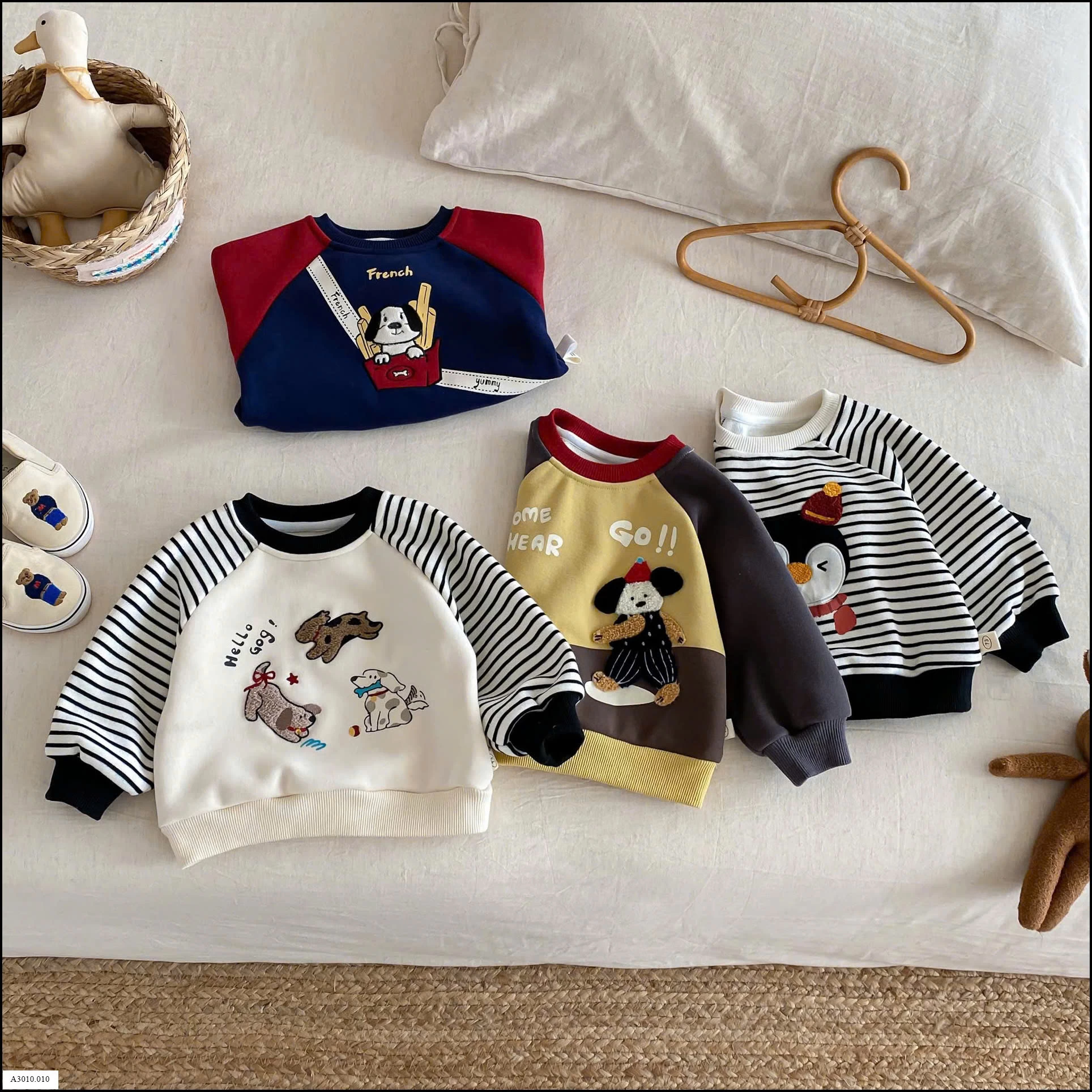 ÁO NỈ LÓT LÔNG HOẠT HÌNH CHO BÉ   Giá sỉ số 1,4: 125k  số 2,3: 136k