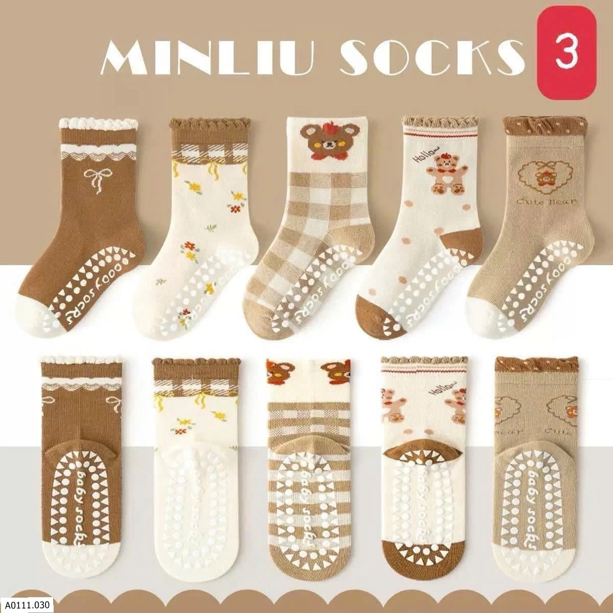 SET 5Đ TẤT CHỐNG TRƠN NHÀ MINLIU   Sỉ  86k/1 set 5đ