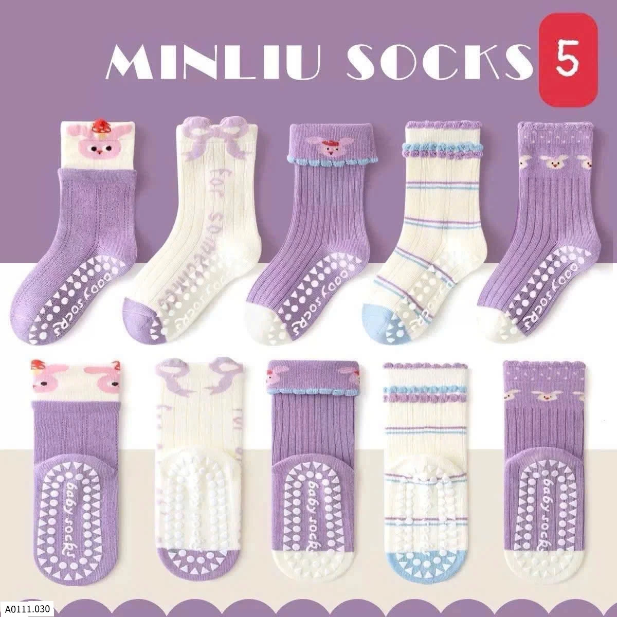 SET 5Đ TẤT CHỐNG TRƠN NHÀ MINLIU   Sỉ  86k/1 set 5đ