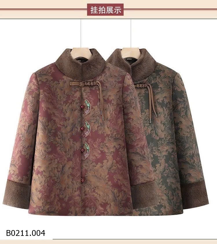 ÁO KHOÁC CỔ ĐỨNG GẤM PHỐI LÔNG CỔ   Giá sỉ 275k